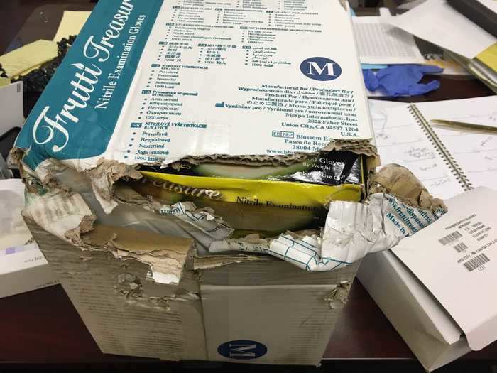 Sondra Norder, President & CEO of St. Paul Elder Services in Wisconsin, told Business Insider multiple shipments of PPE came in damaged boxes.