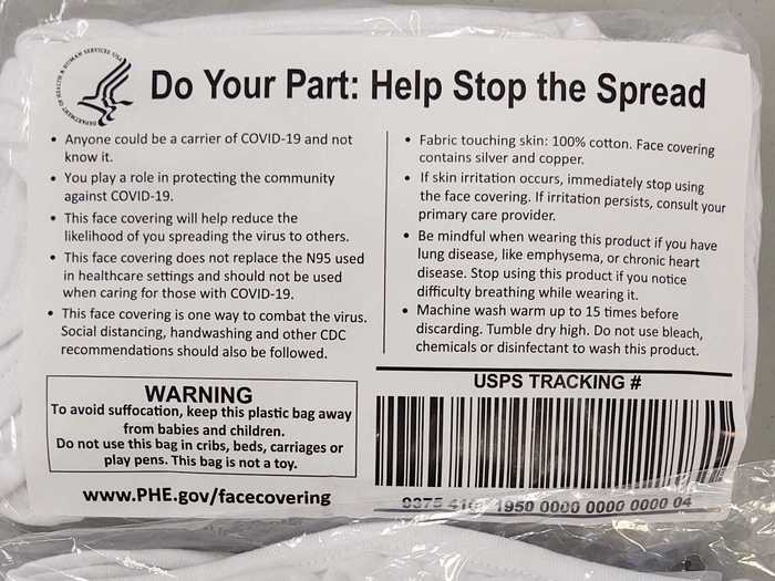 Masks made of Hanes underwear material have also been sent to nursing facilities, which state they should not be used in medical care.