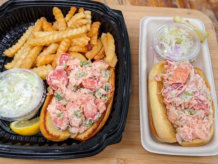 We ordered a lobster salad roll at each place (online at Clam Bar, and by phone at The Lobster Roll), swinging by both to pick them up 20 minutes later to eat at home.