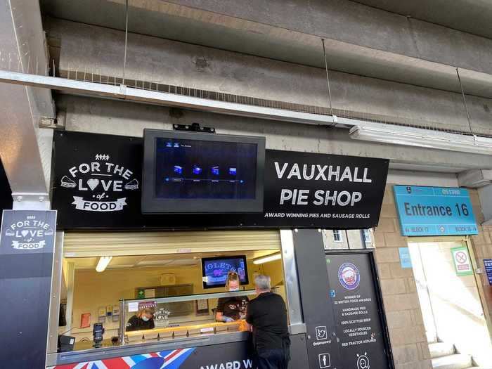 On the concourses behind the stands, a wide variety of bars and food stalls were open, with clearly labeled queuing systems, friendly, attentive staff, and contactless payments. Pie anyone?