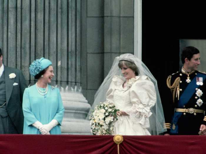 Although there were rumours that Diana had a rocky relationship with the Queen over the years, they appeared to share a smile at one another in their first appearance as mother and daughter-in-law.