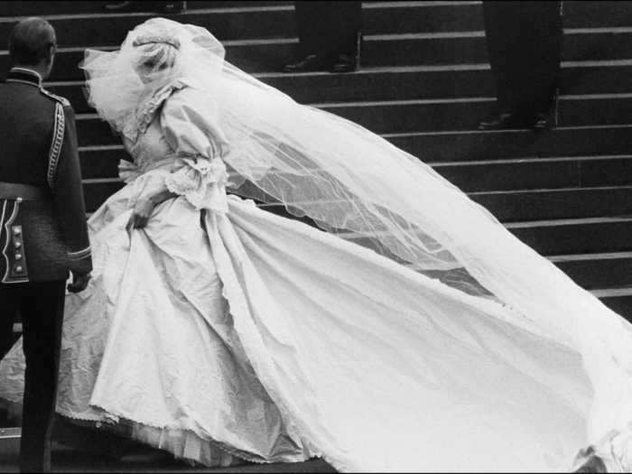 This photo shows the magnificent Emanuel gown from another angle.