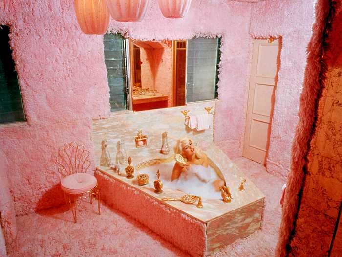 The bathroom was covered in pink shagged carpet, too.