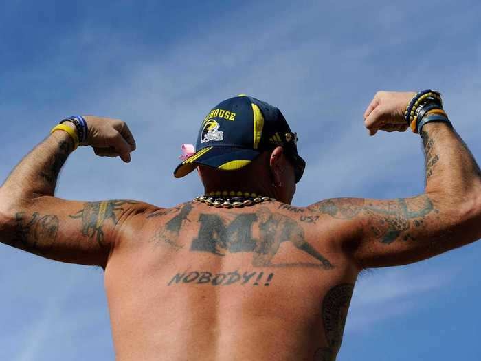 Tattoos showing school spirit are especially popular in university towns.