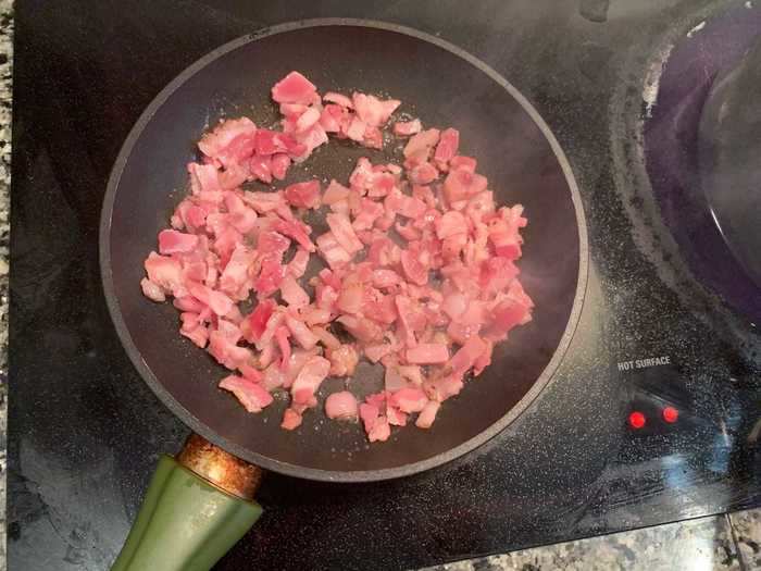 I then melted a knob of butter in a frying pan and threw in the pancetta.