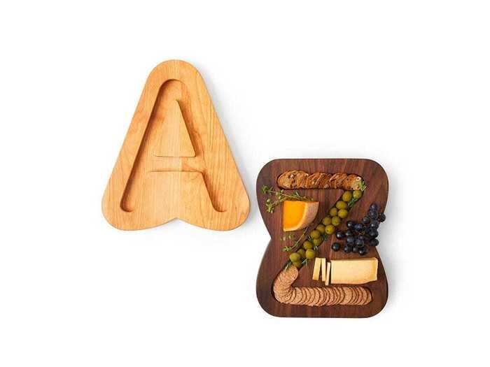 A monogrammed cheese board