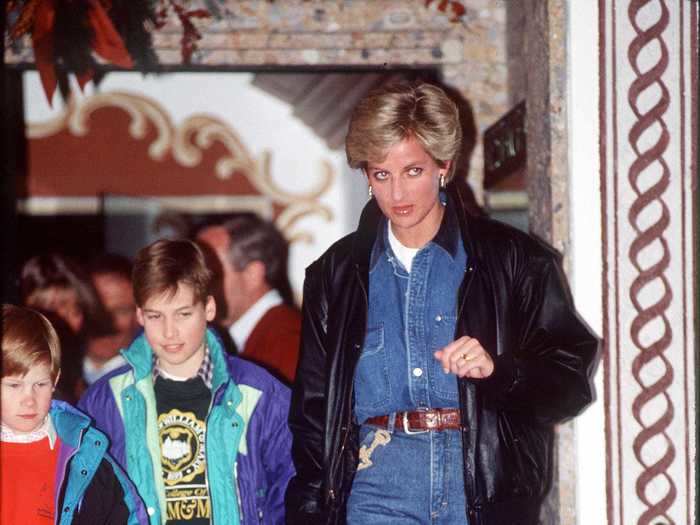 On another skiing trip, Princess Diana rocked an all-denim jumpsuit after hitting the slopes.