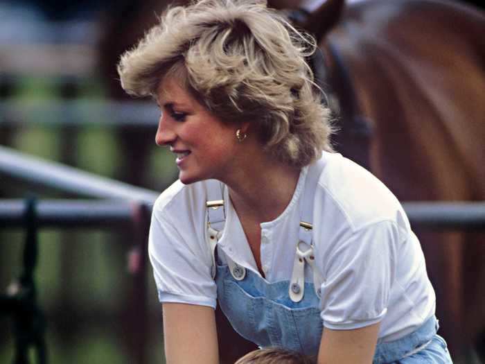 She rocked another casual overall look to a polo match in 1987.