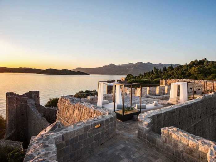 Or the guests can choose to enjoy dinner from the stone terrace, which overlooks the sea.