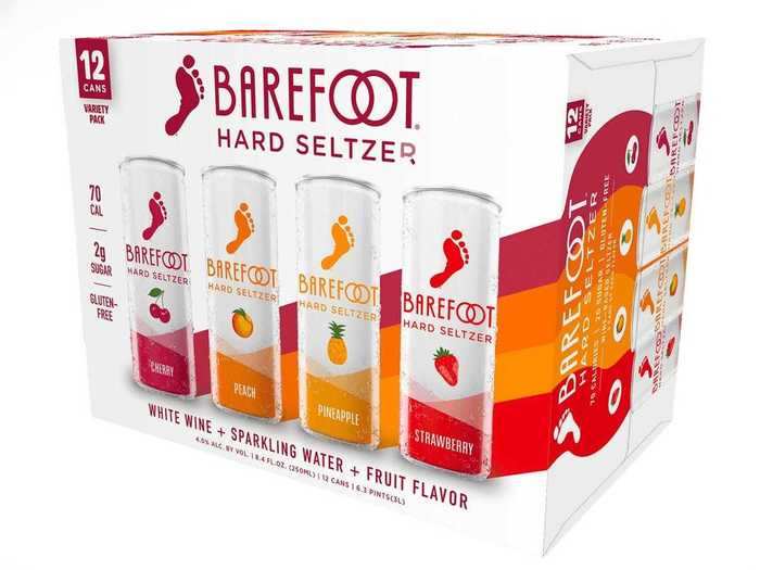 Barefoot Hard Seltzer is mixed with sparkling water and wine.