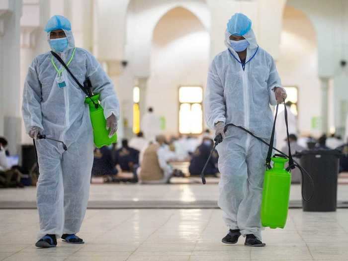 State media also showed pictures of workers in Personal Protective Equipment (PPE) disinfecting public areas.