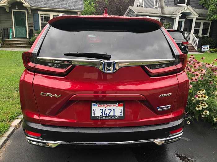 The rear end of the CR-V is sort of busy. Note the tail lights that extend past the surface of the ute