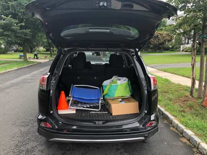 Cargo capacity is great for the segment: 38 cubic feet with the second row up, 73 cubic feet with it down. My RAV4 also has a weatherproof cover for the cargo hold floor.