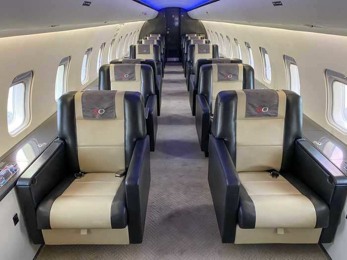 Though the airframe is nearly 20 years old, the interior appears brand-new with the leather recliners and carpeted floors not showing any signs of age.