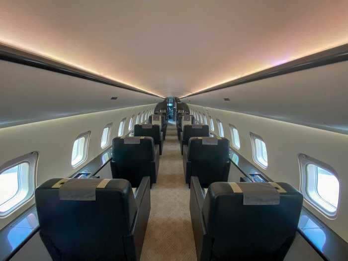 The seat-backs are bare on the jet as there