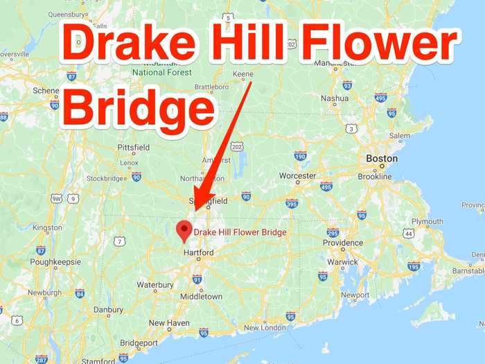 Connecticut: In Simsbury, stop to smell flowers on a bridge.