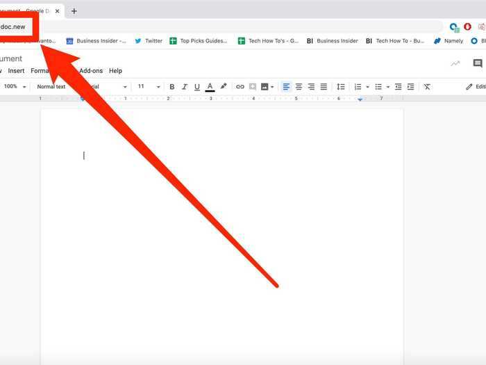 Make a new document by clicking a bookmark in your browser