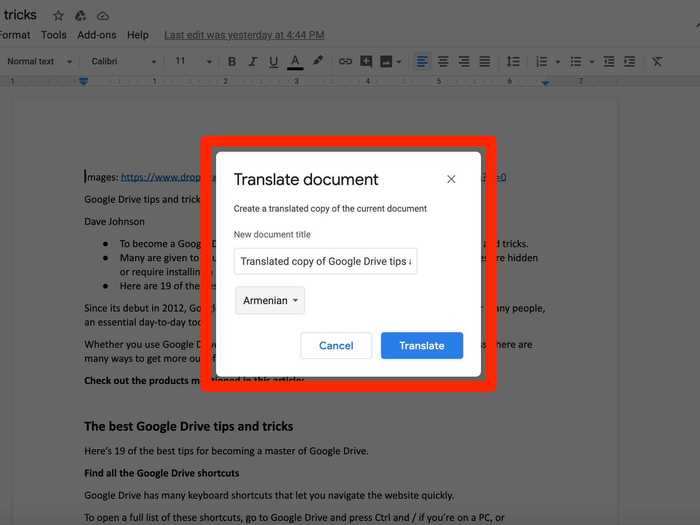 Translate a document