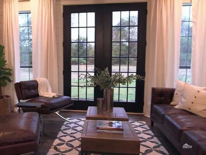 Joanna transformed this part of the barn into a den/office combination room.