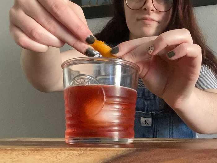 The finishing touch for this cocktail was a bit of orange peel.