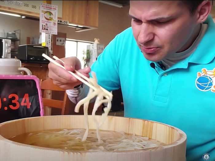 A teacher in Japan broke the record for the most udon noodles eaten in under 3 minutes.