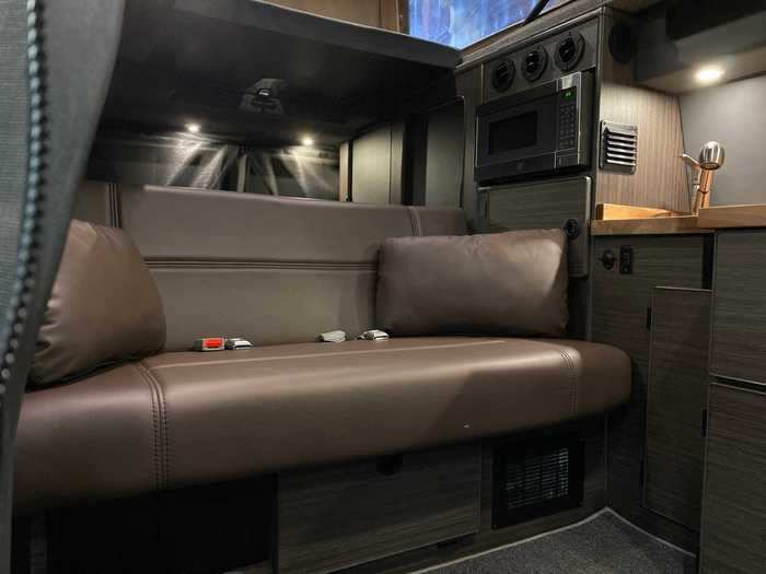 It also has shades for the side windows and insulating panels on the windshield and doors to help maintain the interior temperature of the van.