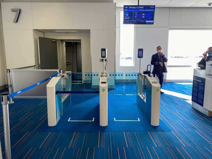 A cool, new feature of the JetBlue terminal is the self-boarding gate where passengers scan their own boarding pass without interacting with the gate agent.