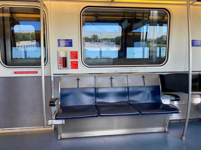 After a few minutes of waiting, the automated tram arrived for the 3.5-mile journey to JetBlue