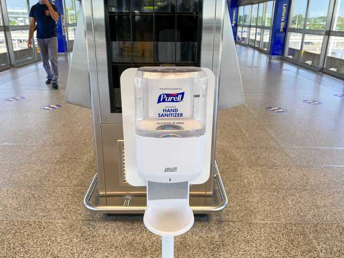 Despite the low traffic, the Port Authority had retrofitted the station with new safety features like hand sanitizer stations and all benches had been removed.