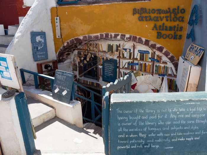 Atlantis Books was built in a cave house in Santorini, Greece, after two English college students got drunk on holiday and decided to open a bookstore there.