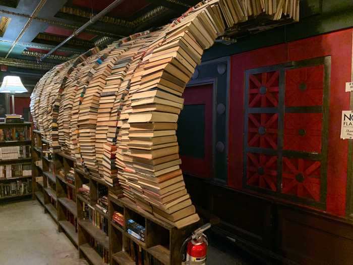 The Last Bookstore, in Los Angeles, is housed in a former bank. The piles of cash have been replaced by piles of books.