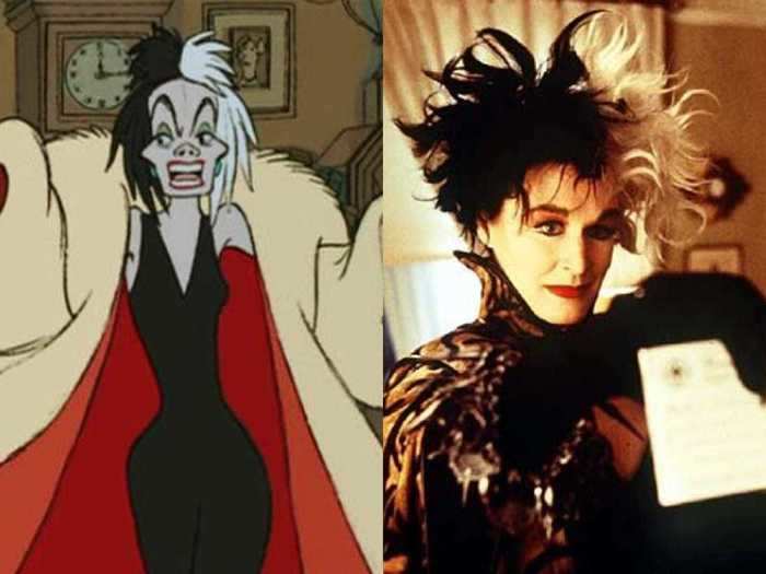 Glenn Close played the terrifying Cruella de Vil in the 1996 version of "101 Dalmatians" — the very first Disney live-action remake.