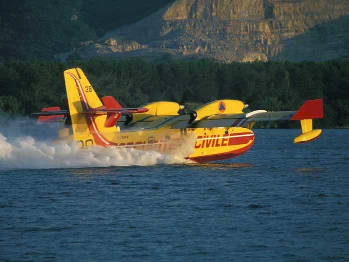 Seaplanes are frequently used for such missions as they can collect water from a nearby ocean or waterway instead of having to return to base to refill their tanks.