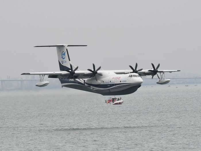 But unlike the passenger jet, the AG600 can only seat around 50 passengers, not including the crew.