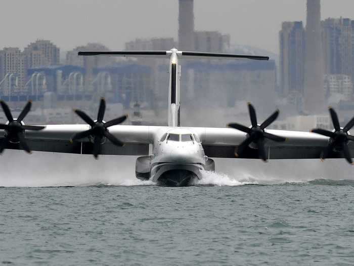 The unique design has the aircraft rest directly on the water instead of being supported by pontoons.