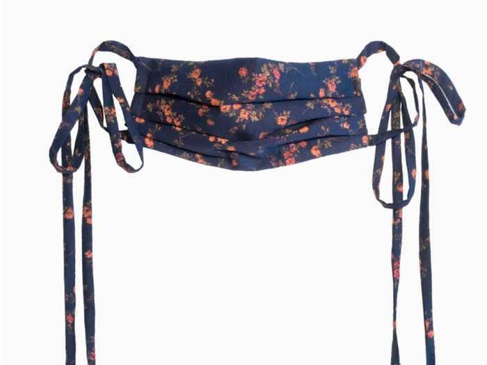 This cotton mask with adjustable ties from Araks has a more subtle floral style.