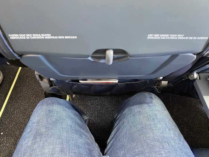 The meager legroom felt fine at first but once we got airborne, it became really uncomfortable when stretching out.