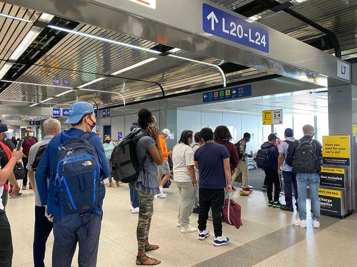 Boarding commenced as normal around a half-hour prior to departure with Spirit loading the plane in zones.