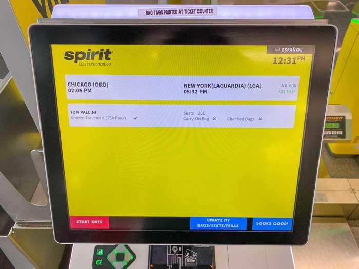 As I continued the check-in process, Spirit didn