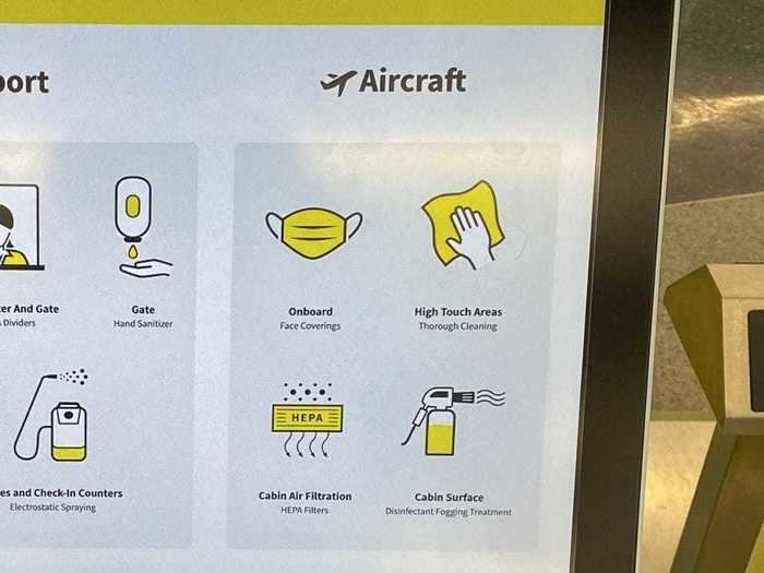 The other detailed new aircraft policies and procedures like requiring face coverings, disinfecting via fogging, and wiping down surfaces.