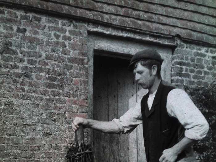 He photographed a man posing with a besom.