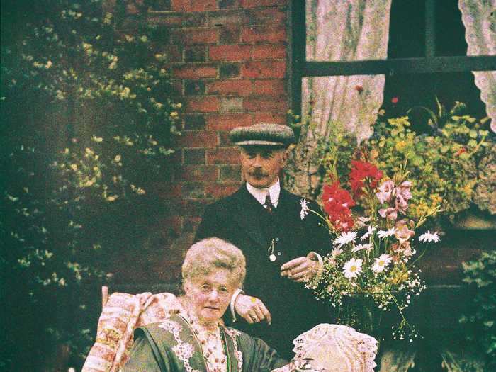 This couple was photographed in color around 1910.