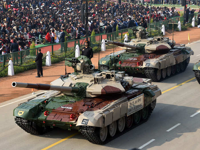 The Arjun main battle tank, Mk I and MK II are made in India but the massive Bhishma T-90 battle tank comes from Russia