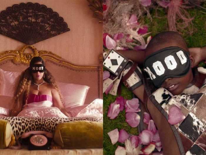 The "mood" masks, worn by both Beyoncé and Simba, underscore how "Mood 4 Eva" is designed like a dream sequence.