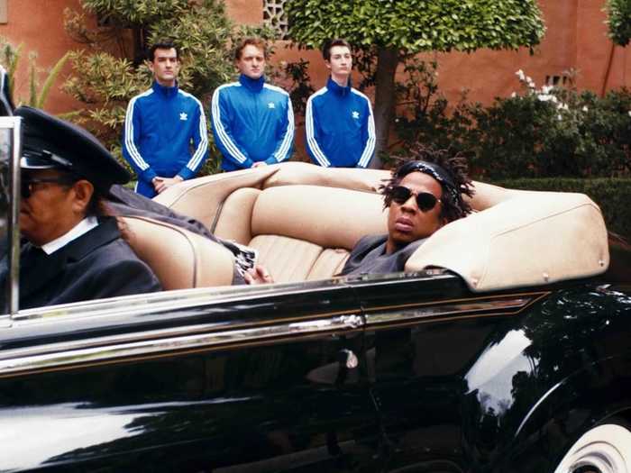 The prince appears to imagine himself as Jay-Z, arriving at a mansion with Adidas-clad butlers.