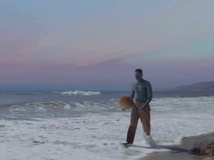 Dancer Stephen Ojo makes his first appearance as the "blue man," whose body paint may reference Gullah folktales.