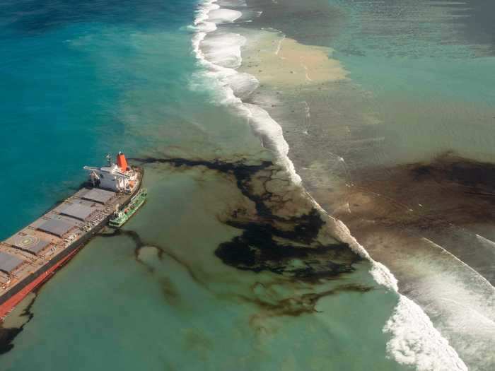 The MV Wakashio ran aground off the coast of Mauritius on its way to Brazil from China on July 25.