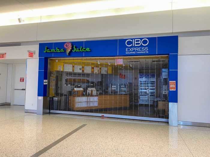 Normally popular businesses throughout the terminal were closed, leaving fewer options to grab something before a flight.