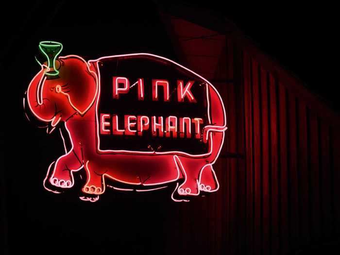 Fortunately, in the case of this Monte Rio, California, pink elephant sign, the owner was willing to drive 20 miles out his way to turn it on.