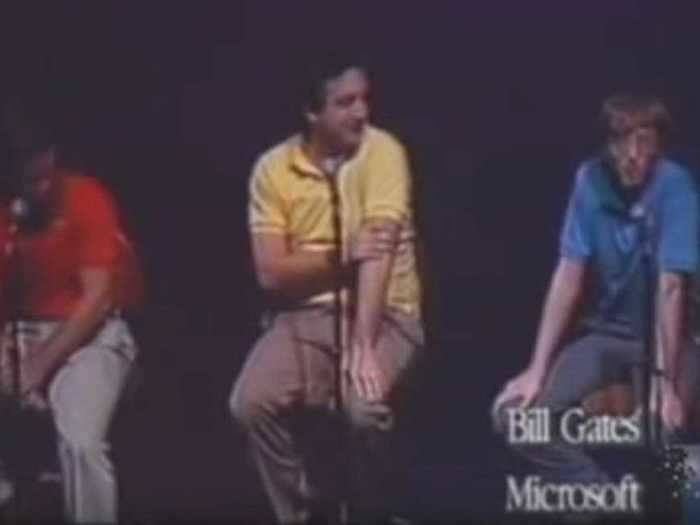 Still, Gates appeared alongside Jobs in a 1983 video — a "Dating Game" riff — screened for Apple employees ahead of the Macintosh